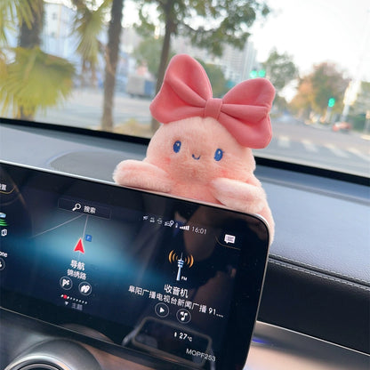 Fluffy Car Buddy – Kawaii Bow Charm