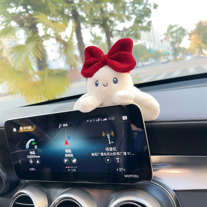 Fluffy Car Buddy – Kawaii Bow Charm