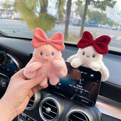 Fluffy Car Buddy – Kawaii Bow Charm